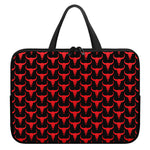 Red And Black Bull Skull Pattern Print Laptop Sleeve With Handle