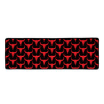 Red And Black Bull Skull Pattern Print Long Kitchen Mat