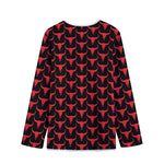 Red And Black Bull Skull Pattern Print Long Sleeve Short Coat