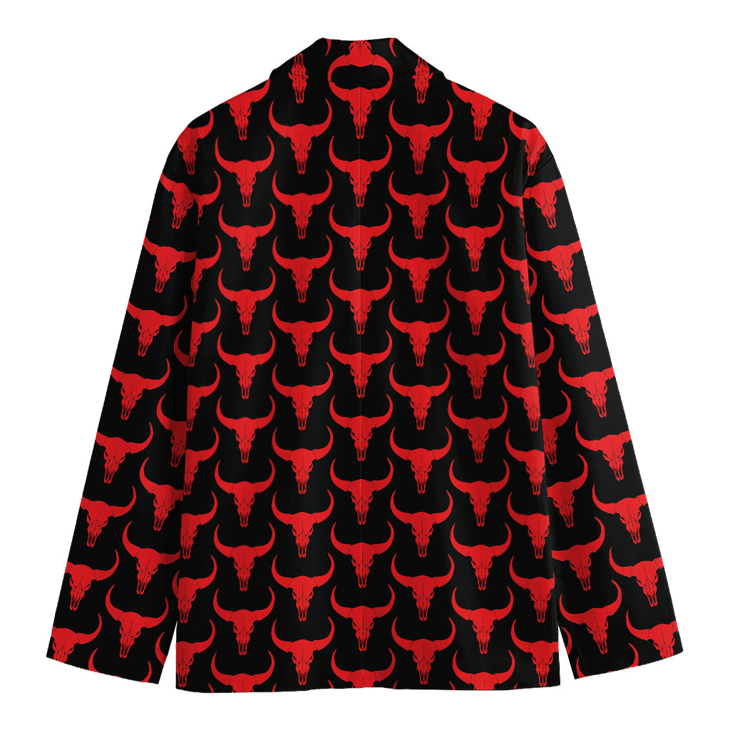 Red And Black Bull Skull Pattern Print Men's Blazer