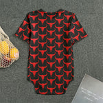 Red And Black Bull Skull Pattern Print Men's Bodysuit
