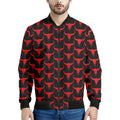 Red And Black Bull Skull Pattern Print Men's Bomber Jacket