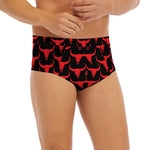 Red And Black Bull Skull Pattern Print Men's Briefs