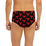 Red And Black Bull Skull Pattern Print Men's Briefs