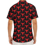 Red And Black Bull Skull Pattern Print Men's Deep V-Neck Shirt
