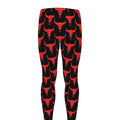 Red And Black Bull Skull Pattern Print Men's Leggings