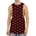Red And Black Bull Skull Pattern Print Men's Muscle Tank Top