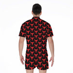Red And Black Bull Skull Pattern Print Men's Rompers