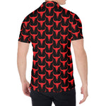 Red And Black Bull Skull Pattern Print Men's Shirt