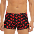 Red And Black Bull Skull Pattern Print Men's Short Boxer Briefs