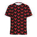 Red And Black Bull Skull Pattern Print Men's Athletic T-Shirt