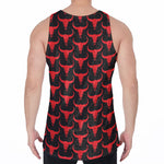 Red And Black Bull Skull Pattern Print Men's Velvet Tank Top