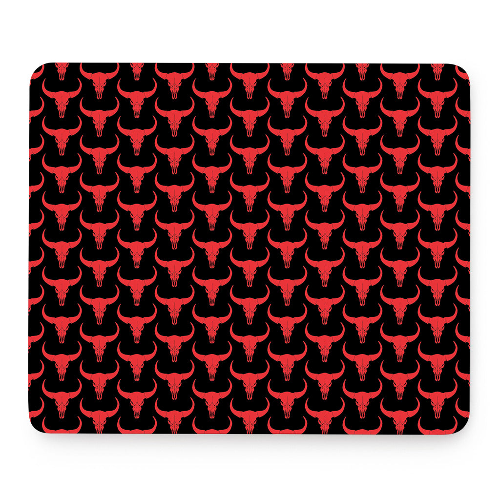 Red And Black Bull Skull Pattern Print Mouse Pad