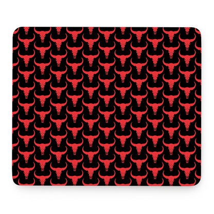 Red And Black Bull Skull Pattern Print Mouse Pad