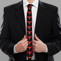 Red And Black Bull Skull Pattern Print Necktie