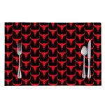 Red And Black Bull Skull Pattern Print Placemat