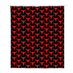 Red And Black Bull Skull Pattern Print Polyester Shower Curtain