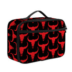 Red And Black Bull Skull Pattern Print Portable Lunch Bag