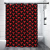 Red And Black Bull Skull Pattern Print Premium Shower Curtain