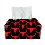 Red And Black Bull Skull Pattern Print Rectangle Tissue Box Cover