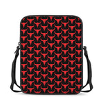 Red And Black Bull Skull Pattern Print Rectangular Crossbody Bag