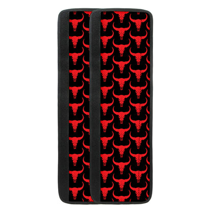 Red And Black Bull Skull Pattern Print Refrigerator Handle Covers
