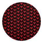 Red And Black Bull Skull Pattern Print Round Blanket