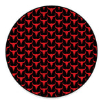 Red And Black Bull Skull Pattern Print Round Floor Mat