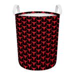 Red And Black Bull Skull Pattern Print Round Laundry Basket