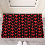 Red And Black Bull Skull Pattern Print Rubber Doormat