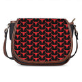 Red And Black Bull Skull Pattern Print Saddle Bag