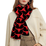 Red And Black Bull Skull Pattern Print Scarf