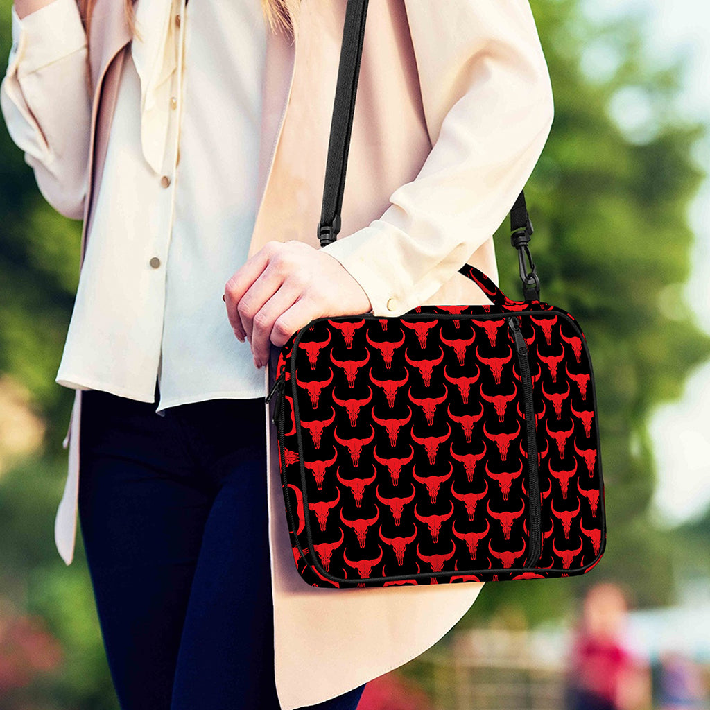 Red And Black Bull Skull Pattern Print Shoulder Strap Bible Bag