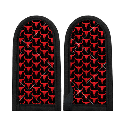 Red And Black Bull Skull Pattern Print Skillet Handle Cover