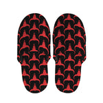 Red And Black Bull Skull Pattern Print Slippers