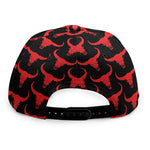 Red And Black Bull Skull Pattern Print Snapback Cap