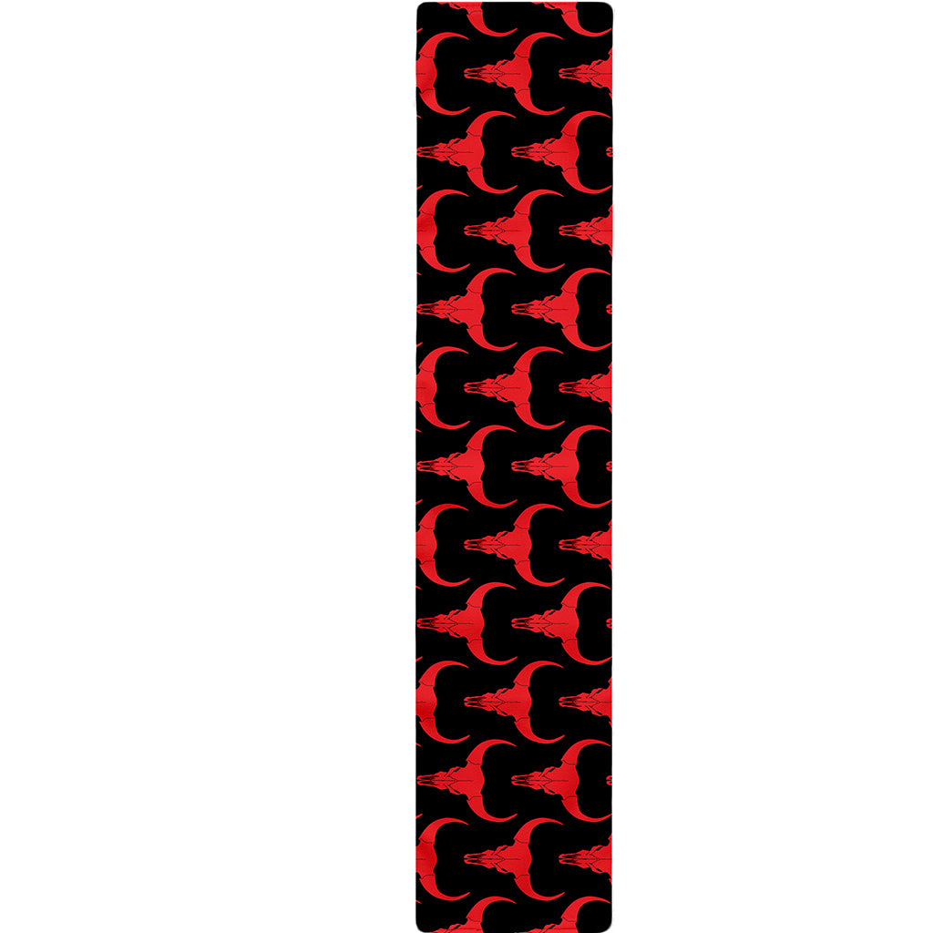 Red And Black Bull Skull Pattern Print Table Runner