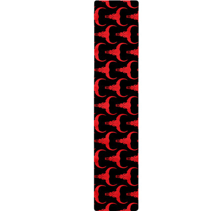 Red And Black Bull Skull Pattern Print Table Runner