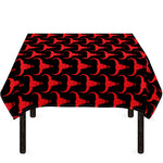 Red And Black Bull Skull Pattern Print Tablecloth