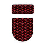 Red And Black Bull Skull Pattern Print Toilet Lid And Tank Cover Set