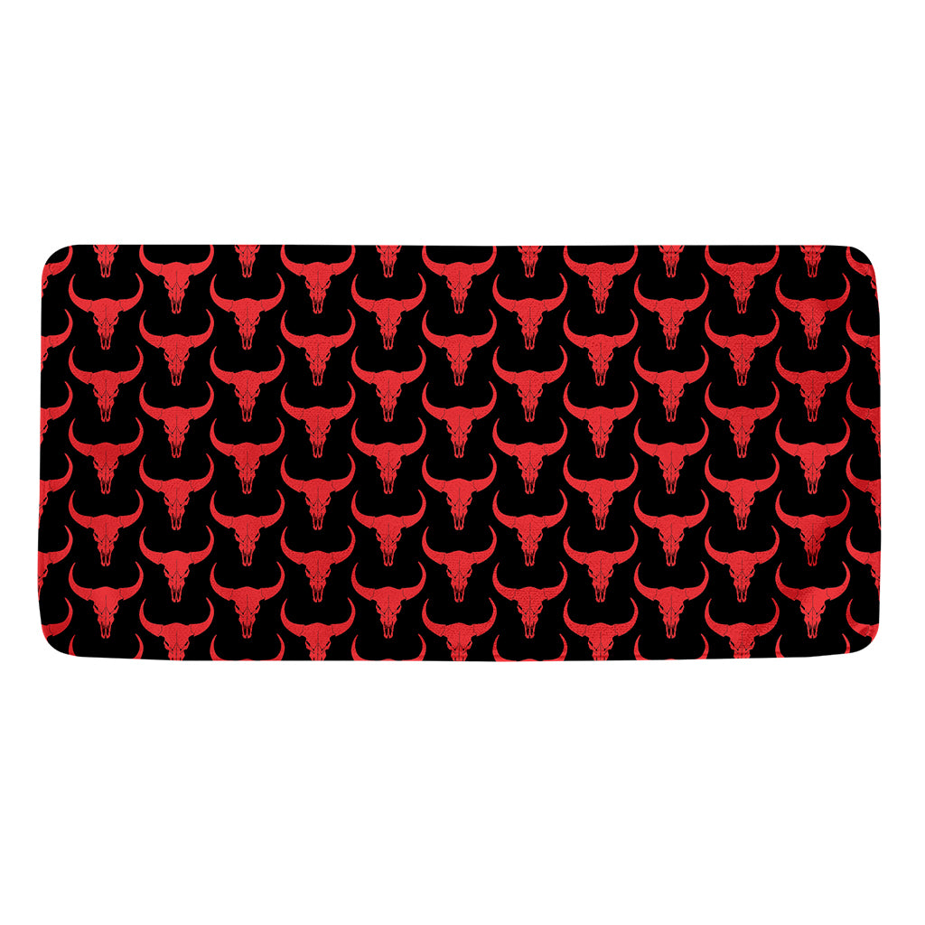 Red And Black Bull Skull Pattern Print Towel
