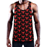 Red And Black Bull Skull Pattern Print Training Tank Top