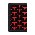 Red And Black Bull Skull Pattern Print Trifold Wallet