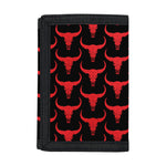 Red And Black Bull Skull Pattern Print Trifold Wallet