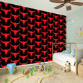 Red And Black Bull Skull Pattern Print Wall Sticker