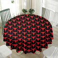 Red And Black Bull Skull Pattern Print Waterproof Round Tablecloth
