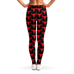 Red And Black Bull Skull Pattern Print Women's Leggings