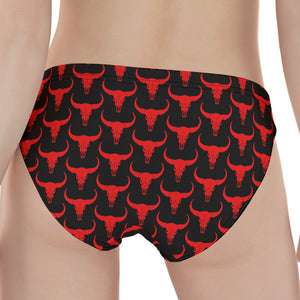 Red And Black Bull Skull Pattern Print Women's Panties