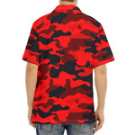 Red And Black Camouflage Print Aloha Shirt