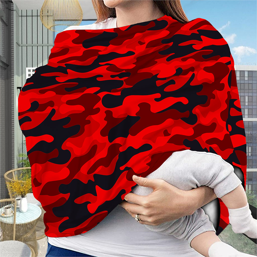 Red And Black Camouflage Print Baby Seat Cover